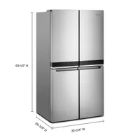 Réfrigérateur à deux portes et à profondeur de comptoir de 19,4 pi³ et 36 po avec distributeur de glaçons de Whirlpool (WRQA59CNKZ) - Inox