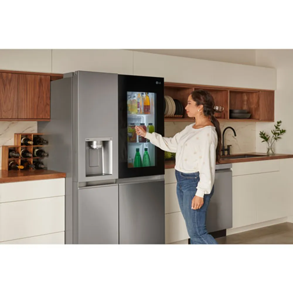 LG 36" 27.1 Cu. Ft. Side-by-Side Refrigerator with Water & Ice Dispenser (LRSOS2706S) - Stainless Steel