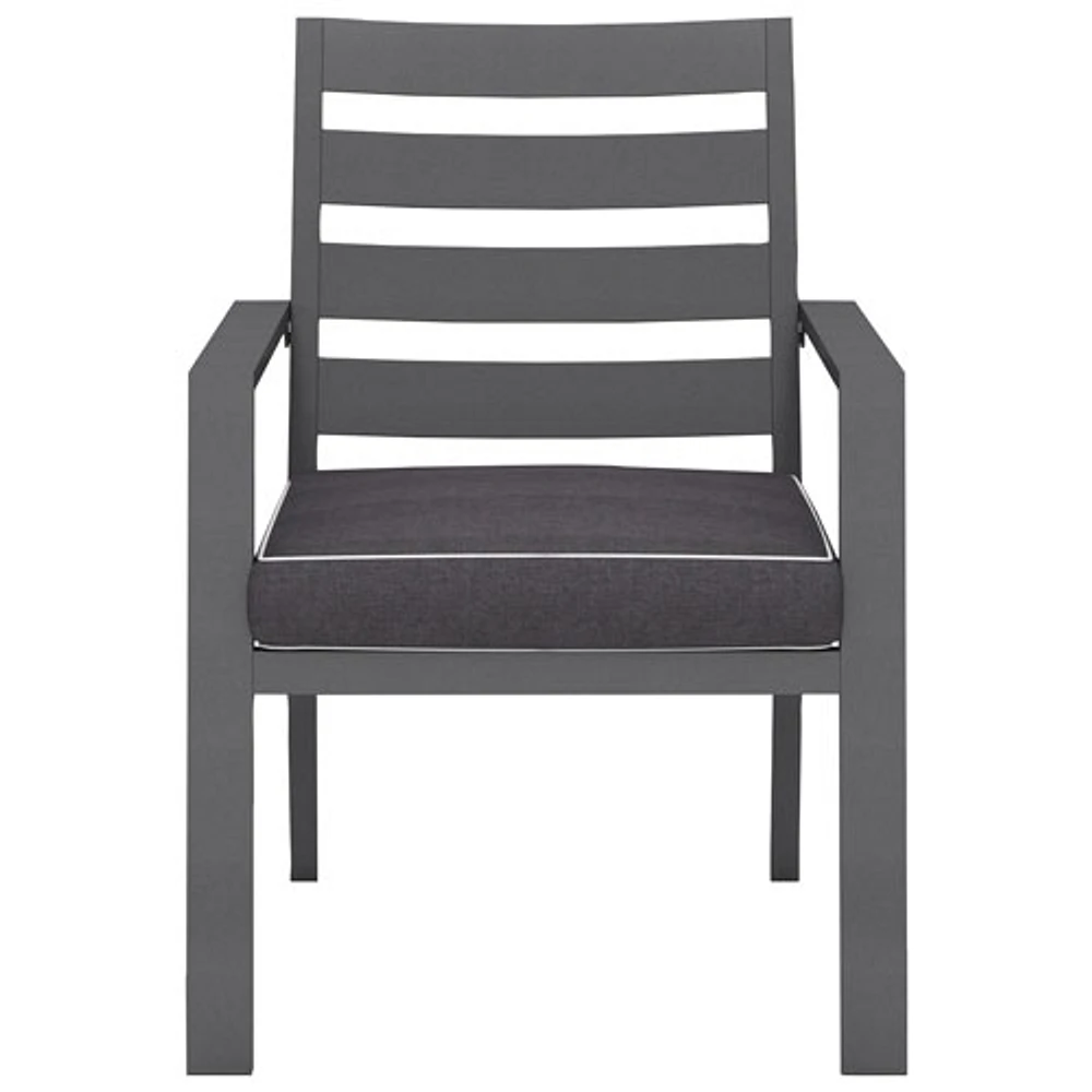 Portofino Powder Coated Aluminum Outdoor Dining Chair - Grey Frames / Grey Cushions