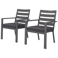 Portofino Powder Coated Aluminum Outdoor Dining Chair - Grey Frames / Grey Cushions