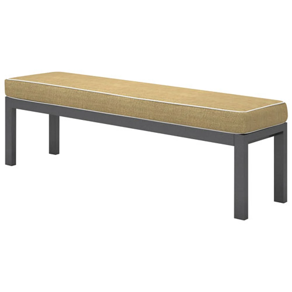 Portofino Powder Coated Aluminum Patio Bench - Grey Frames / Beige Cushions