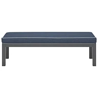 Banc de patio en aluminium au fini pulvérisé Portofino - Cadres gris/Coussins bleu pierre