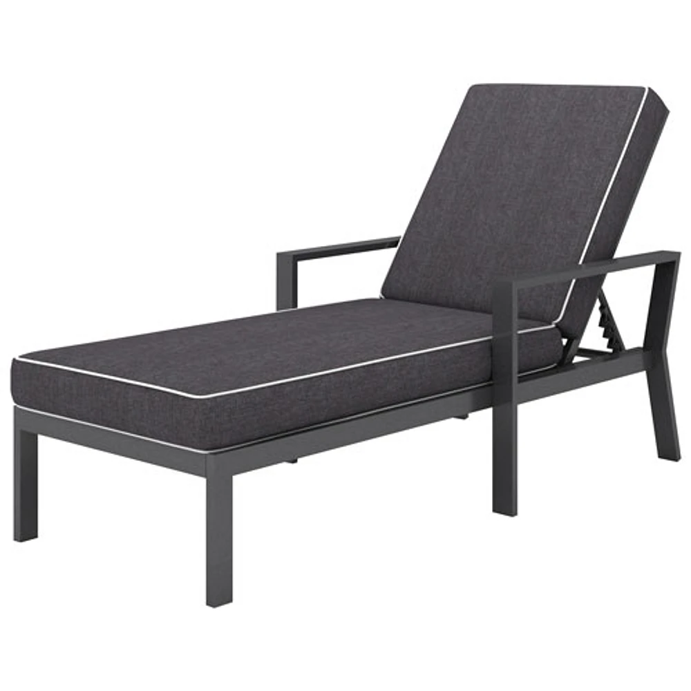 Chaise longue empilable d'extérieur en aluminium au fini pulvérisé Portofino - Ensemble de 2 - Cadres gris/Coussins gris