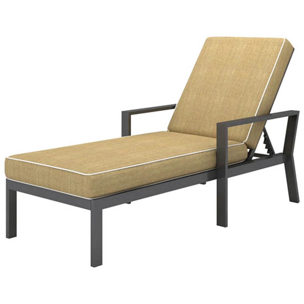 Chaise de salle à manger d'extérieur empilable en aluminium au fini pulvérisé Portofino - Ensemble de 2 - Cadres gris/Coussins beiges