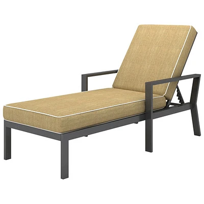 Chaise de salle à manger d'extérieur empilable en aluminium au fini pulvérisé Portofino - Ensemble de 2 - Cadres gris/Coussins beiges