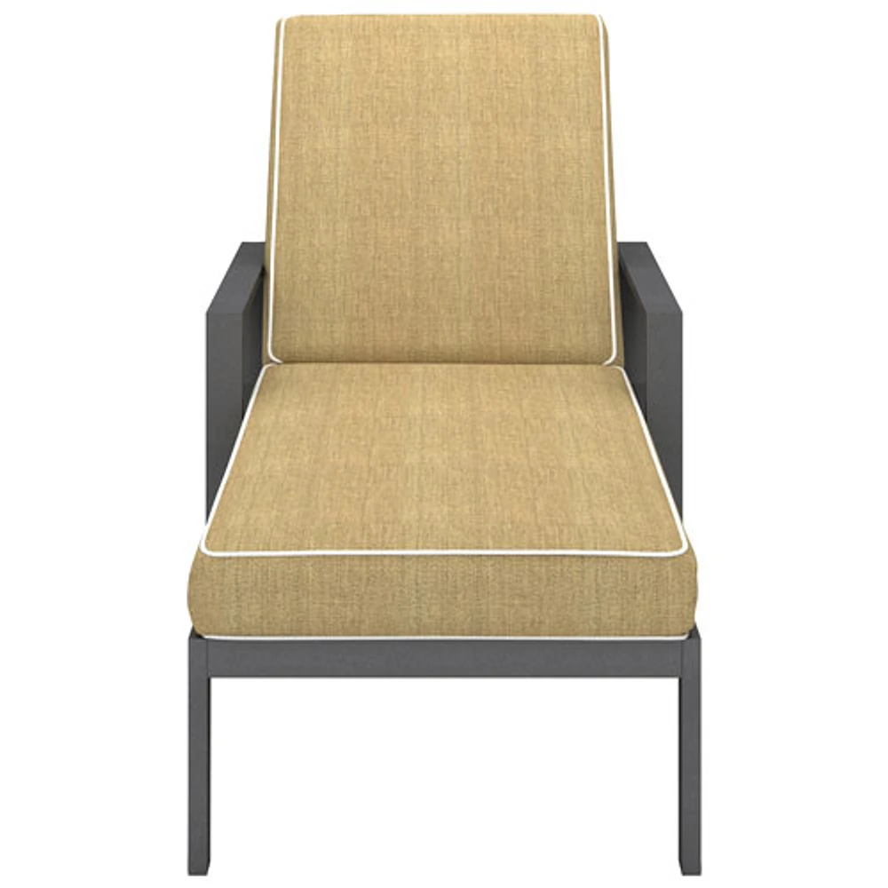 Chaise de salle à manger d'extérieur empilable en aluminium au fini pulvérisé Portofino - Ensemble de 2 - Cadres gris/Coussins beiges