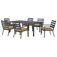 Portofino Powder Coated Aluminum 6-Seating Rectangular Outdoor Dining Table - Grey