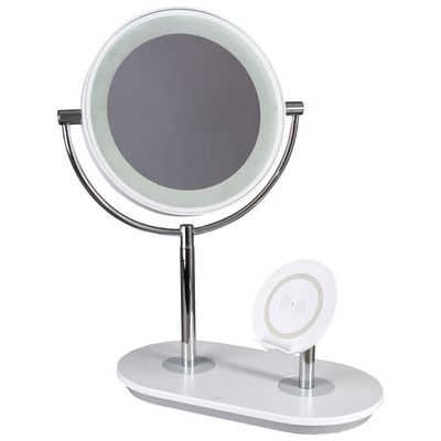 OttLite ClearSun Makeup LED Mirror with Qi Wireless Charging - White