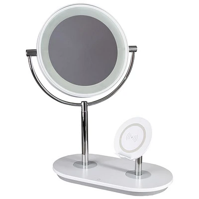 OttLite ClearSun Makeup LED Mirror with Qi Wireless Charging - White