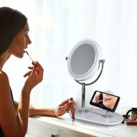 OttLite ClearSun Makeup LED Mirror with Qi Wireless Charging - White