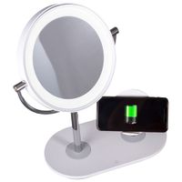 OttLite ClearSun Makeup LED Mirror with Qi Wireless Charging - White