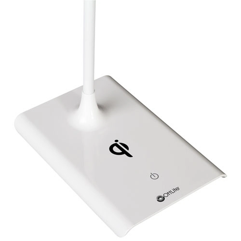 OttLite ClearSun Traditional LED Desk Lamp with Qi Wireless Charging - White