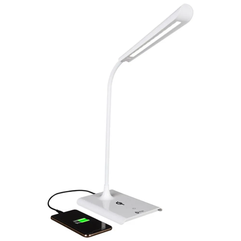OttLite ClearSun Traditional LED Desk Lamp with Qi Wireless Charging - White