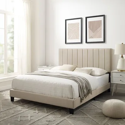 Liore Transitional Upholstered Platform Bed - Queen