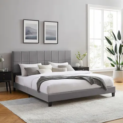 Claude Transitional Upholstered Platform Bed - King