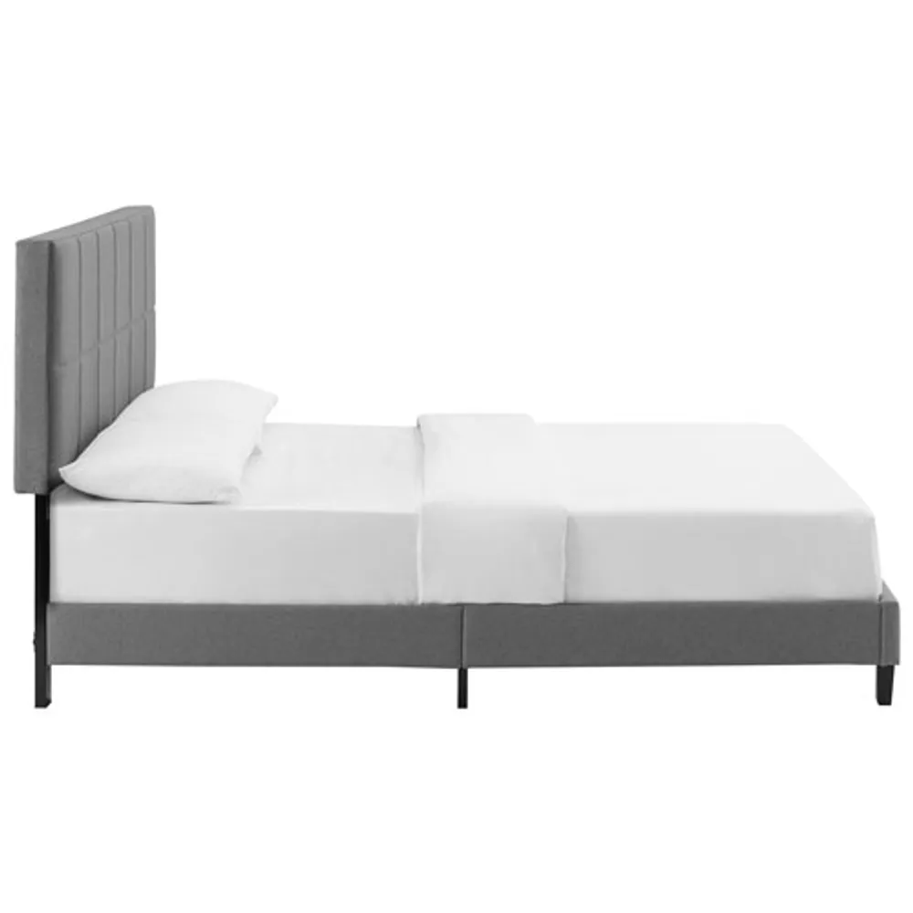 Claude Transitional Upholstered Platform Bed - Queen - Dark Grey