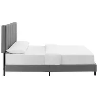 Claude Transitional Upholstered Platform Bed - Queen - Dark Grey