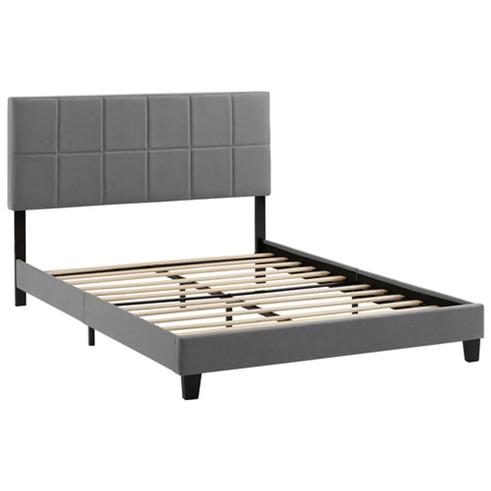 Claude Transitional Upholstered Platform Bed - Queen - Dark Grey