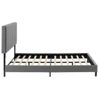 Claude Transitional Upholstered Platform Bed - Queen - Dark Grey