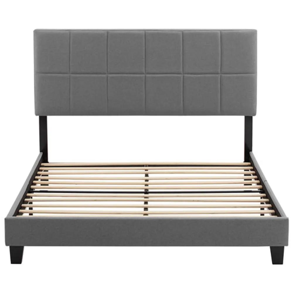 Claude Transitional Upholstered Platform Bed - Queen - Dark Grey