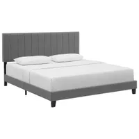 Liore Transitional Upholstered Platform Bed - King - Dark Grey