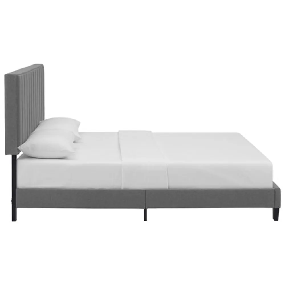 Liore Transitional Upholstered Platform Bed - King - Dark Grey