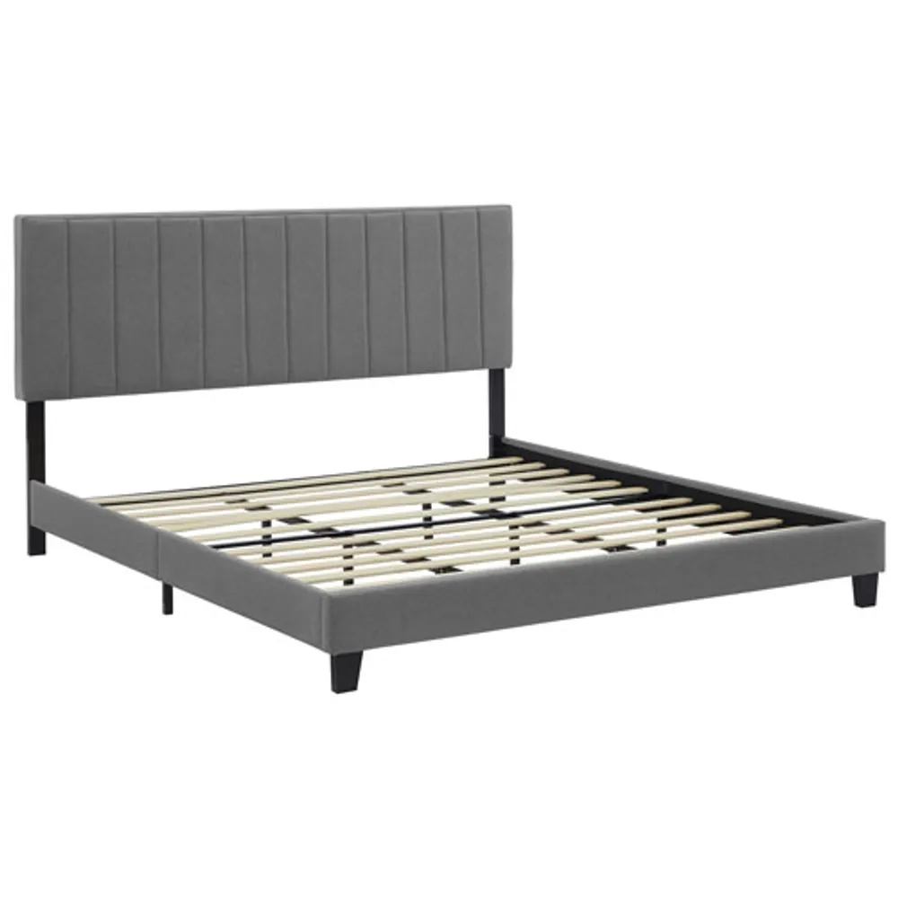 Liore Transitional Upholstered Platform Bed - King - Dark Grey