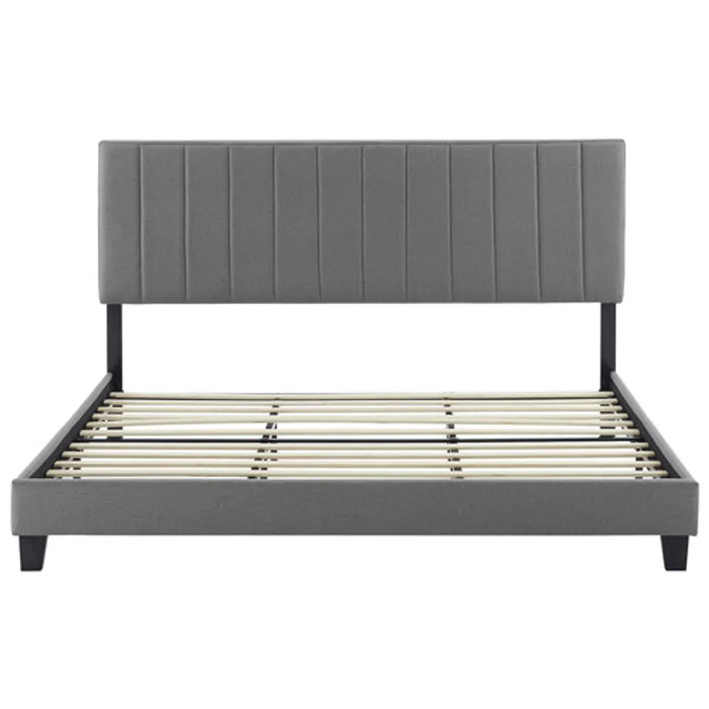 Liore Transitional Upholstered Platform Bed - King - Dark Grey