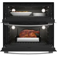 GE Profile 30" 5 Cu. Ft. Double True Convection Electric Wall Oven (PTS9200SNSS) - Stainless Steel