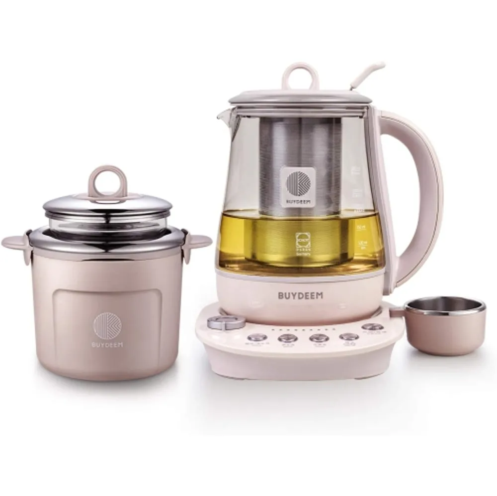 Buydeem K2693 Health Pot,Health-Care Beverage Tea Maker and Kettle, 9-in-1  Programmable Brew Cooker Master, 1.5 L, Pink