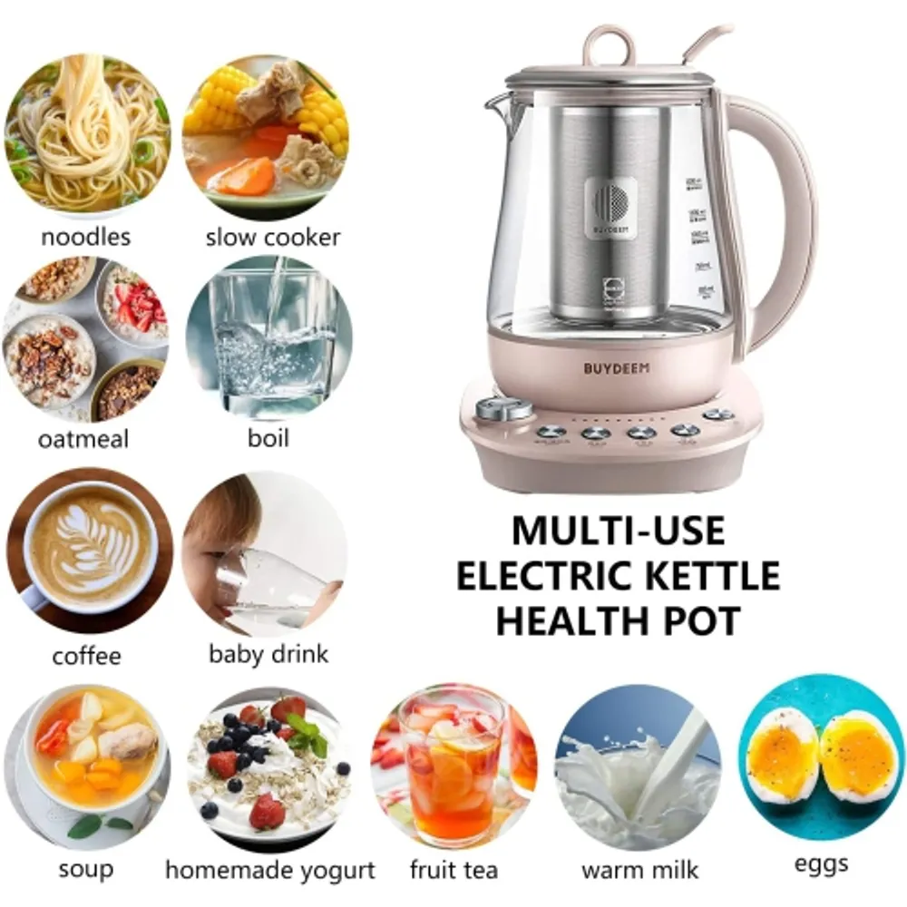 BUYDEEM K640 Stainless Steel Electric Tea Kettle with Auto Shut-Off and  Boil Dry Protection, 1.7 Liter Cordless Hot Water Boiler with Swivel Base