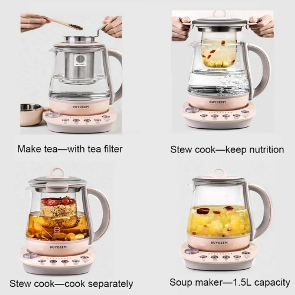 BUYDEEM Glass Electric Health Pot with Stew Pot, France