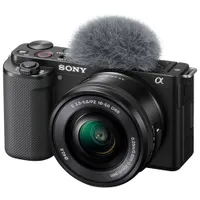 Sony Alpha ZV-E10 APS-C Interchangeable Lens Mirrorless Vlog Camera with 16-50mm Lens Kit - Black