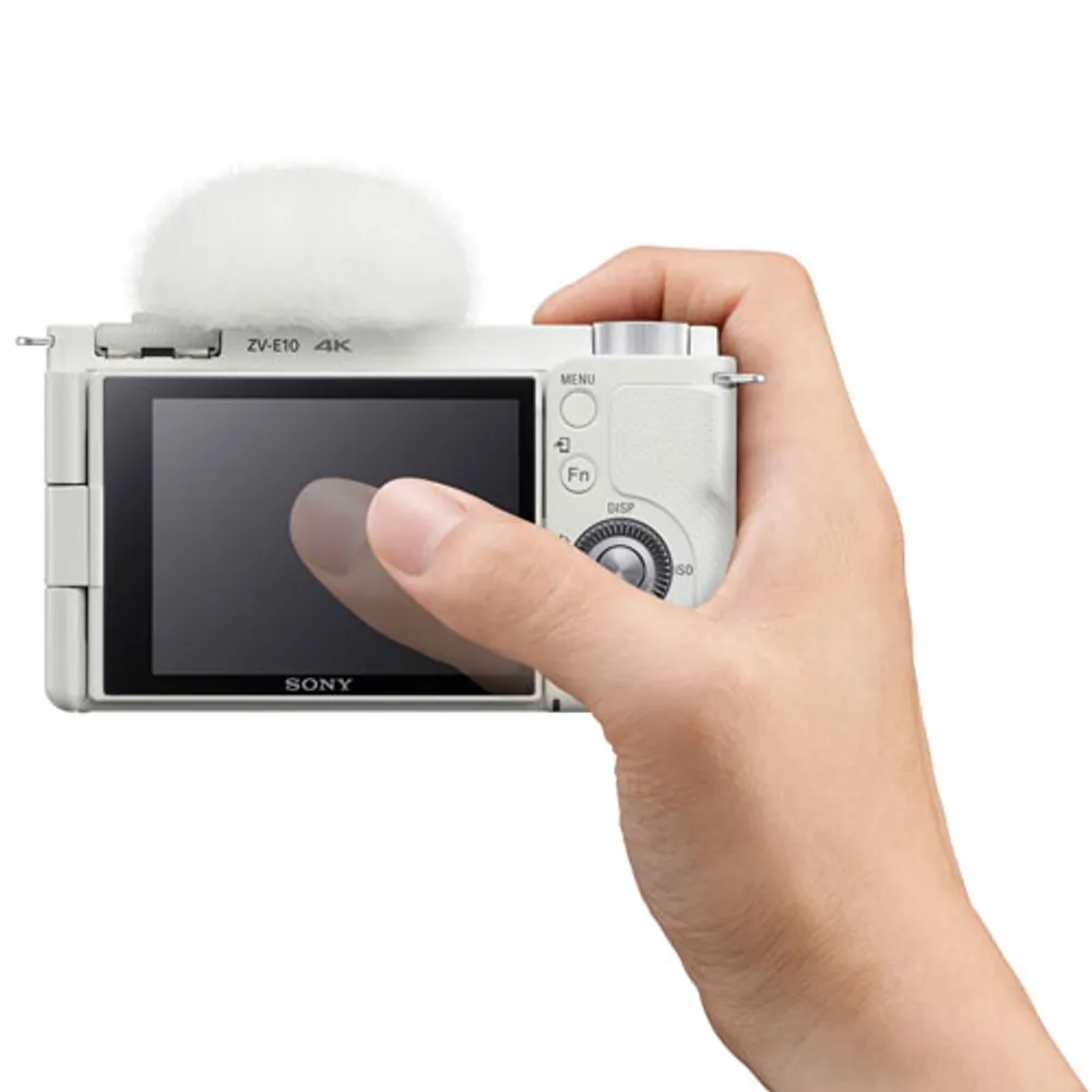 Sony Alpha ZV-E10 APS-C Interchangeable Lens Mirrorless Vlog Camera with 16-50mm Lens Kit - White