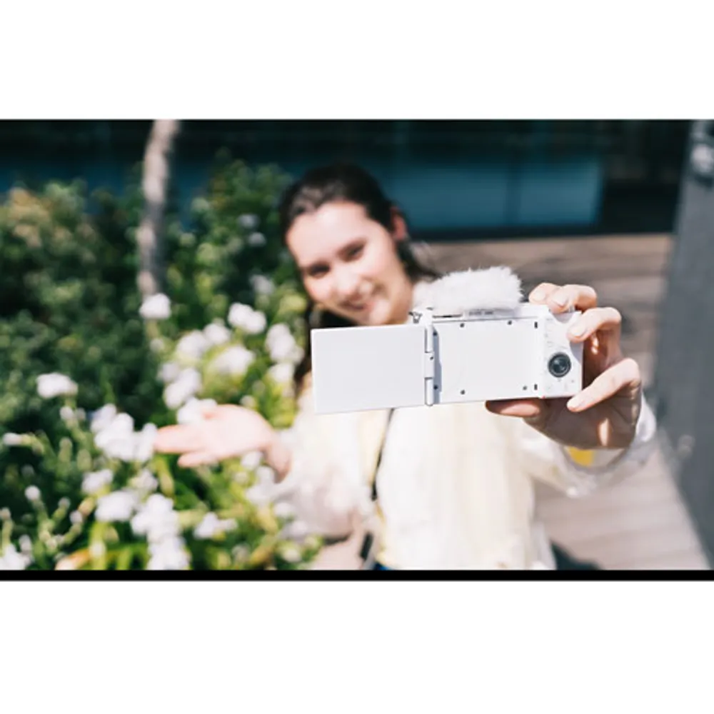 Sony Alpha ZV-E10 APS-C Interchangeable Lens Mirrorless Vlog Camera with 16-50mm Lens Kit - White