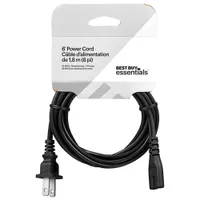 Best Buy Essentials 2m (6 ft.) Non-Polarized Power Cord (BE-HCL331-C) - Black - Only at Best Buy