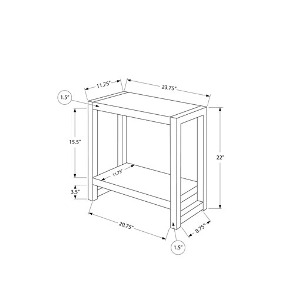 Monarch Contemporary Rectangular End Table - Dark Taupe