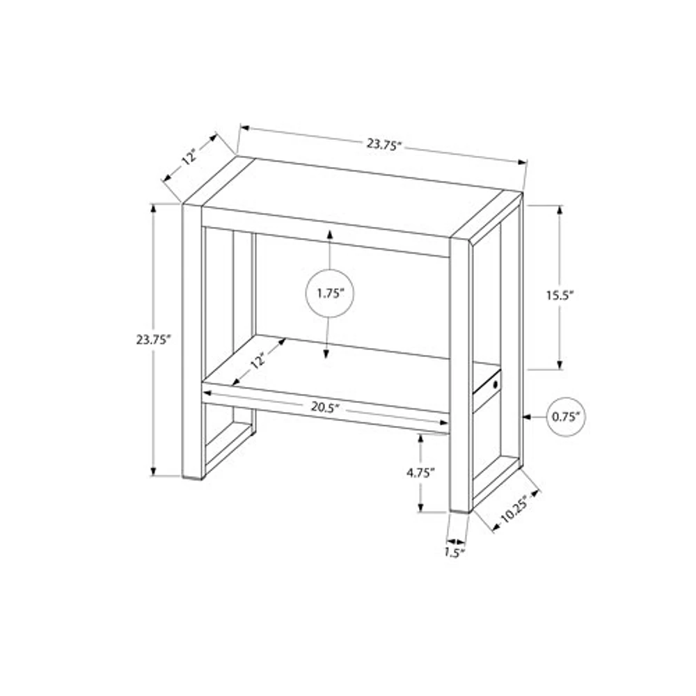 Monarch Contemporary Rectangular End Table - Black/Reclaimed Wood