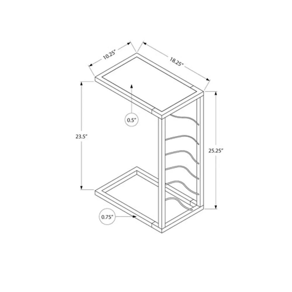 Table d'appoint rectangulaire contemporaine de Monarch