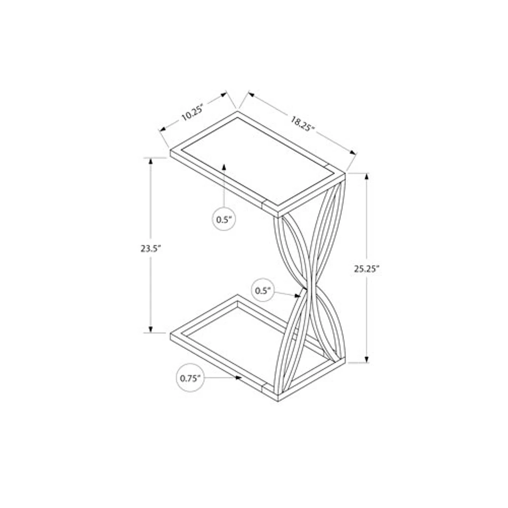 Table d'appoint rectangulaire contemporaine de Monarch