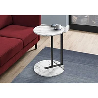 Monarch Contemporary Circular Accent Table - White Marble