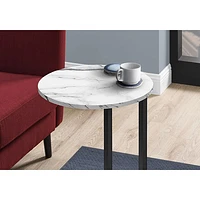 Monarch Contemporary Circular Accent Table - White Marble