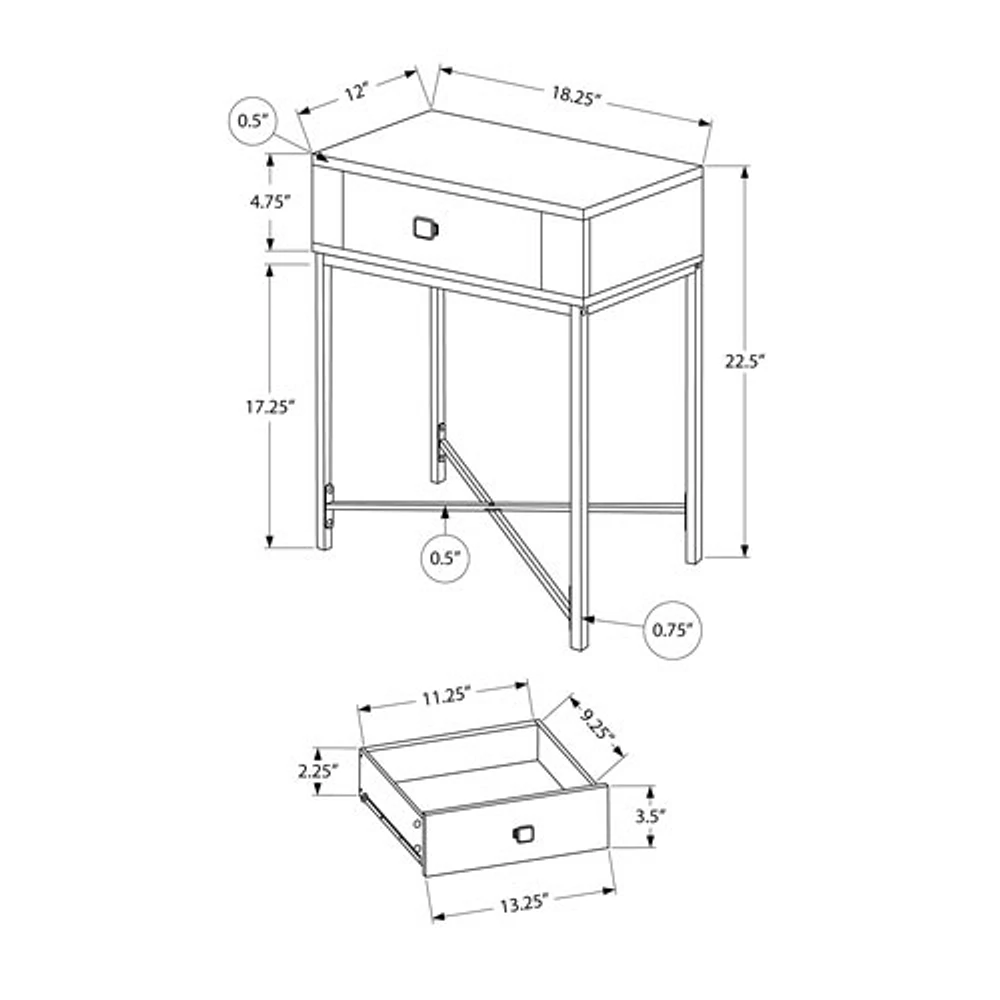 Table de bout rectangulaire contemporaine de Monarch