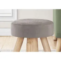 Monarch Round Velvet-Look Foot Stool Ottoman