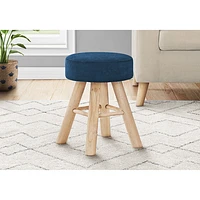 Monarch Round Velvet-Look Foot Stool Ottoman - Blue