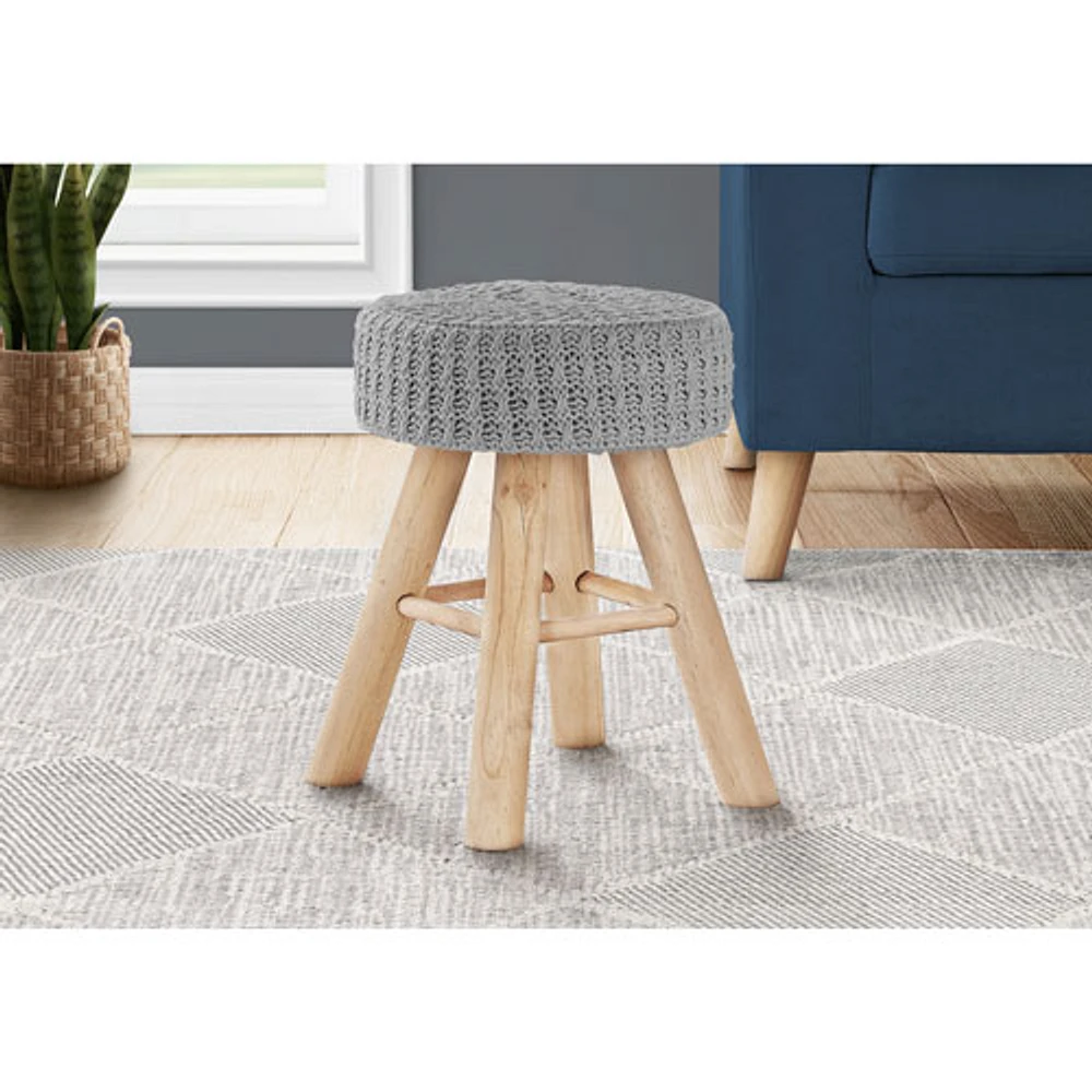 Pouf rond de style tabouret en tricot de Monarch - Gris