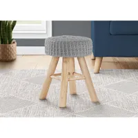 Monarch Round Knit Foot Stool Ottoman - Grey