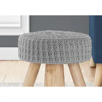 Pouf rond de style tabouret en tricot de Monarch - Gris