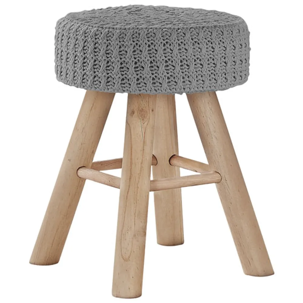 Monarch Round Knit Foot Stool Ottoman - Grey