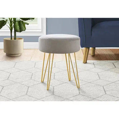 Monarch Round Hairpin-Leg Fabric Ottoman